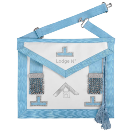 Past Master Blue Lodge Pennsylvania Regulation Apron | White & Turquoise Moire