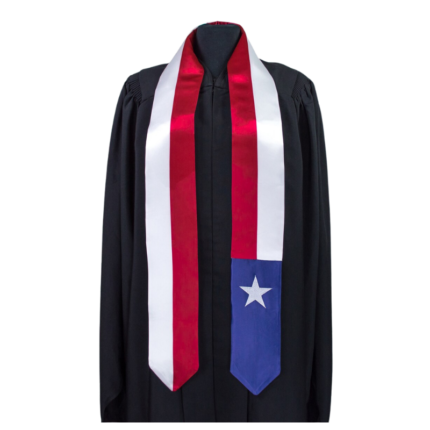 Texas Graduation Stole – Red, White & Blue Satin Honor Sash